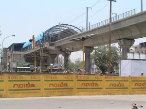 Repair Work in Progress at Noida City Center Metro Station